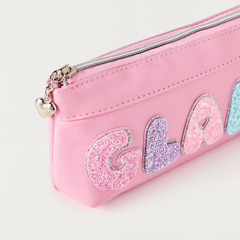 OMG Pouch - Multi Glitter Hearts - 1Cmprt (Pvc) Pink \ 3.75X8.50X2.00 - Image 3